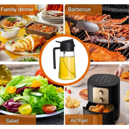 1-2 peças 2 em 1 dispensador de azeite de oliva garrafa 500ml pulverizador de óleo de plástico tanque de spray de óleo de cozinha churrasco cozimento piquenique utensílios de cozinha para casa