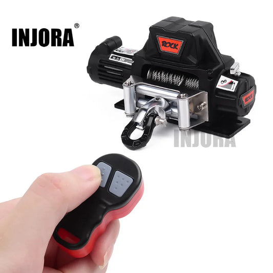 Sistema de controle remoto sem fio INJORA Metal Winch para carro de controle remoto 1:10 RC Crawler Axial SCX10 90046 TRX4 TRX6 Gen8 peças de atualização