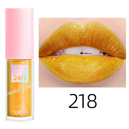 18 cores glitter 1 peça gloss labial de longa duração batom líquido à prova d'água maquiagem óleo labial tonalidade labial bálsamo labial hidratante