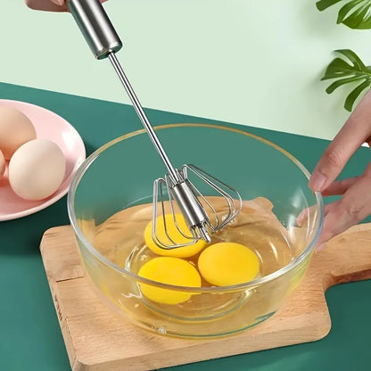 Batedor de ovos de aço inoxidável, misturador semiautomático durável para misturar creme de ovos sem esforço, mexer e bater para assar na cozinha