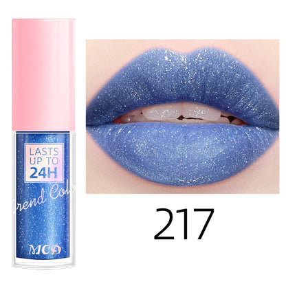 18 cores glitter 1 peça gloss labial de longa duração batom líquido à prova d'água maquiagem óleo labial tonalidade labial bálsamo labial hidratante
