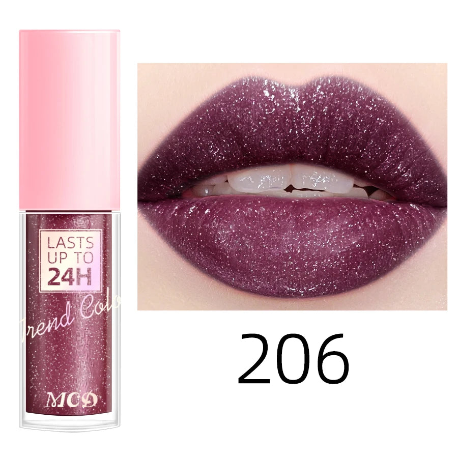 18 cores glitter 1 peça gloss labial de longa duração batom líquido à prova d'água maquiagem óleo labial tonalidade labial bálsamo labial hidratante