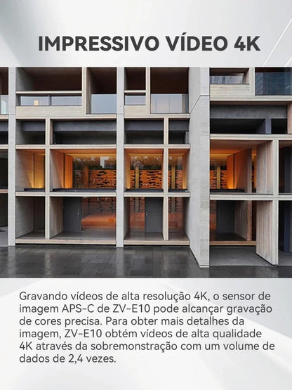 SONY Alpha ZV-E10 ZVE10 APS-C E-Mount Vlog Câmera Mirrorless Digital Com Lente 16-50mm Câmera Compacta 4K Fotografia Profissional