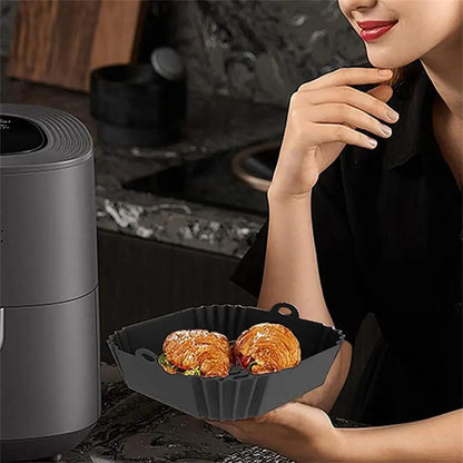 1 peça de revestimentos de silicone para fritadeira a ar, revestimentos quadrados reutilizáveis para fritadeira a ar, acessórios de substituição para revestimentos de pergaminho para fritadeira a ar