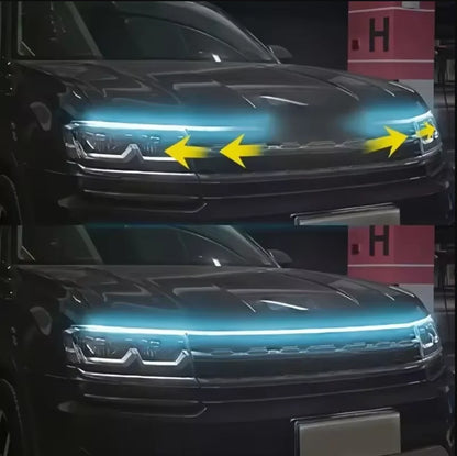 1 peça fita de LED dinâmica para capô de carro, guia universal para capô do motor, barra de luz decorativa, faróis automotivos, luz de circulação