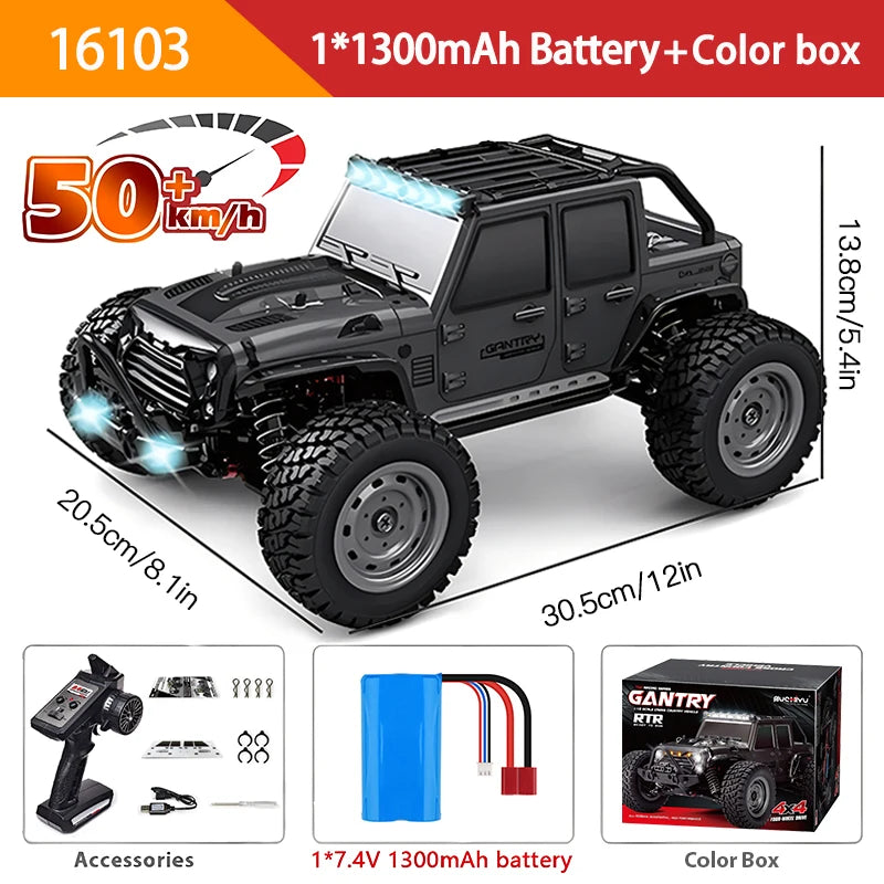 1:16 70 km/h ou 50 km/h 4WD RC Carro com controle remoto LED Carros de alta velocidade Drift Monster 4x4 Truck para crianças vs Wltoys 144001 Brinquedos