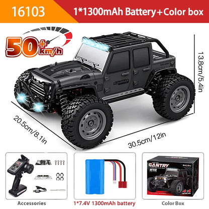 1:16 70 km/h ou 50 km/h 4WD RC Carro com controle remoto LED Carros de alta velocidade Drift Monster 4x4 Truck para crianças vs Wltoys 144001 Brinquedos