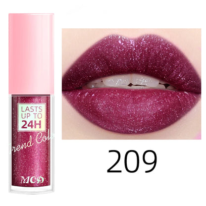18 cores glitter 1 peça gloss labial de longa duração batom líquido à prova d'água maquiagem óleo labial tonalidade labial bálsamo labial hidratante