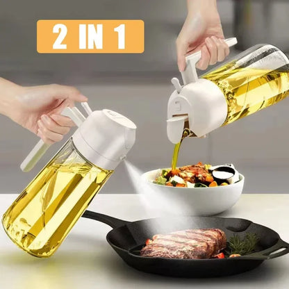1-2 peças 2 em 1 dispensador de azeite de oliva garrafa 500ml pulverizador de óleo de plástico tanque de spray de óleo de cozinha churrasco cozimento piquenique utensílios de cozinha para casa
