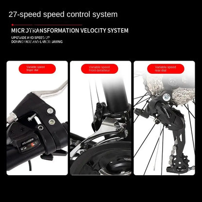 Bicicleta de montanha urbana de 26 polegadas para adultos, bicicleta off-road de 24 polegadas, freio a disco duplo, bicicleta de velocidade variável para estudantes com absorção de choque