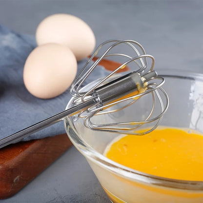 Batedor de ovos de aço inoxidável, misturador semiautomático durável para misturar creme de ovos sem esforço, mexer e bater para assar na cozinha