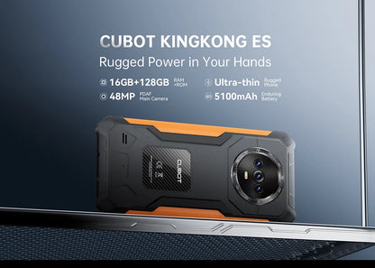 Smartphone Android ultrafino e robusto Cubot KingKong ES, 16 GB de RAM (6 GB + 10 GB), 128 GB de ROM, tela de 6,56" e 90 Hz, câmera de 48 MP, telefone 4G
