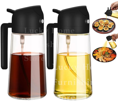 1-2 peças 2 em 1 dispensador de azeite de oliva garrafa 500ml pulverizador de óleo de plástico tanque de spray de óleo de cozinha churrasco cozimento piquenique utensílios de cozinha para casa