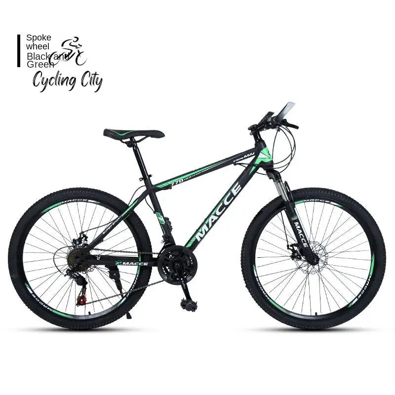 Bicicleta de montanha urbana de 26 polegadas para adultos, bicicleta off-road de 24 polegadas, freio a disco duplo, bicicleta de velocidade variável para estudantes com absorção de choque