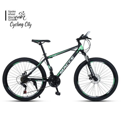 Bicicleta de montanha urbana de 26 polegadas para adultos, bicicleta off-road de 24 polegadas, freio a disco duplo, bicicleta de velocidade variável para estudantes com absorção de choque