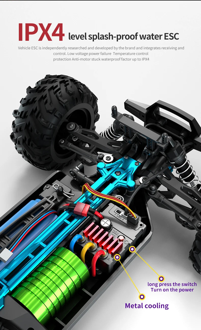 1:16 70 km/h ou 50 km/h 4WD RC Carro com controle remoto LED Carros de alta velocidade Drift Monster 4x4 Truck para crianças vs Wltoys 144001 Brinquedos