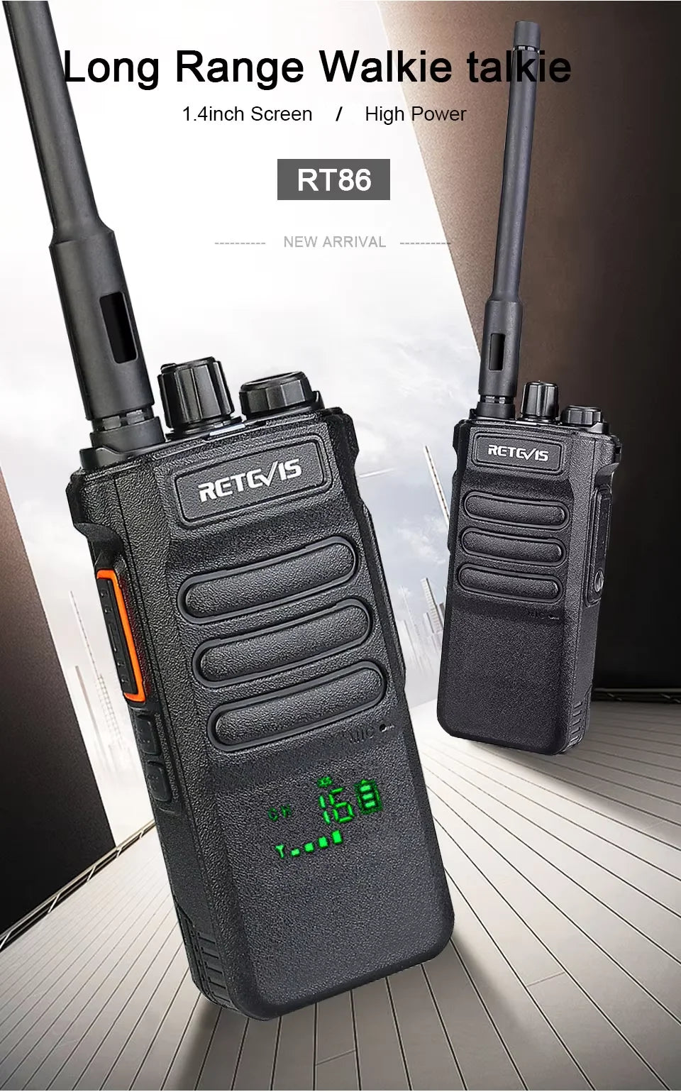 Retevis RT86 Walkie Talkie Rádio bidirecional profissional Walkie Talkie de longo alcance Rádio de comunicação UHF para negócios ao ar livre