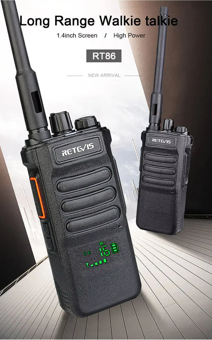 Retevis RT86 Walkie Talkie Rádio bidirecional profissional Walkie Talkie de longo alcance Rádio de comunicação UHF para negócios ao ar livre