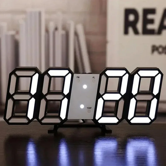 Relógio de mesa 3D LED com data/temperatura para decoração de casa, cozinha, escritório, jardim, relógio de parede, decoração digital
