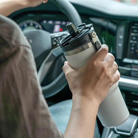 Caneca térmica de aço inoxidável Tyeso Coffee Cup com isolamento duplo para viagem fria e quente, garrafa térmica para carro
