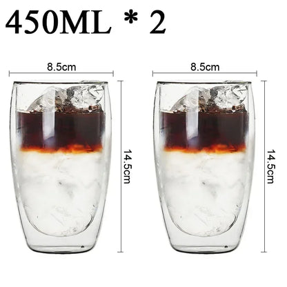 Caneca de vidro borossilicato de parede dupla com 2 a 18 peças, resistente ao calor, para chá, leite, suco, café, água, bar, utensílios para bebidas, conjunto criativo para presente