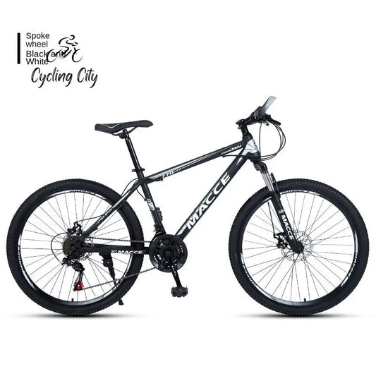 Bicicleta de montanha urbana de 26 polegadas para adultos, bicicleta off-road de 24 polegadas, freio a disco duplo, bicicleta de velocidade variável para estudantes com absorção de choque