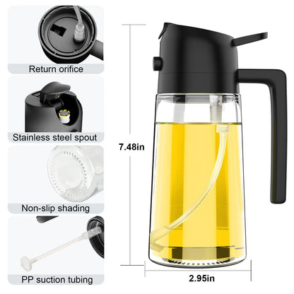 1-2 peças 2 em 1 dispensador de azeite de oliva garrafa 500ml pulverizador de óleo de plástico tanque de spray de óleo de cozinha churrasco cozimento piquenique utensílios de cozinha para casa