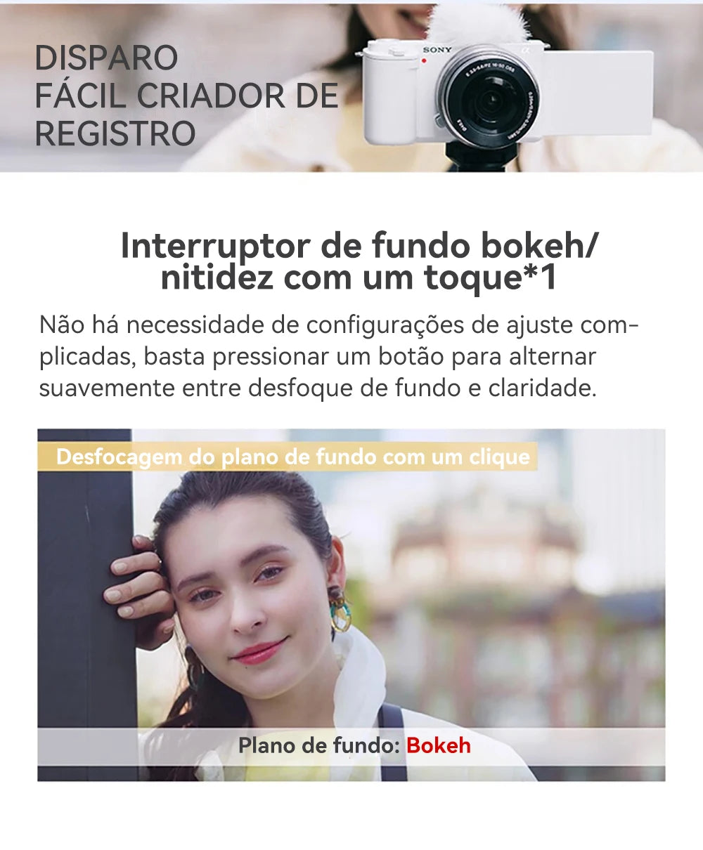 SONY Alpha ZV-E10 ZVE10 APS-C E-Mount Vlog Câmera Mirrorless Digital Com Lente 16-50mm Câmera Compacta 4K Fotografia Profissional