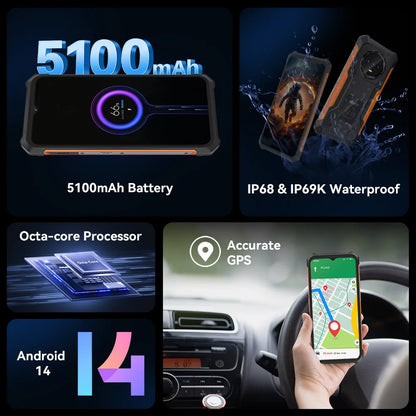Smartphone Android ultrafino e robusto Cubot KingKong ES, 16 GB de RAM (6 GB + 10 GB), 128 GB de ROM, tela de 6,56" e 90 Hz, câmera de 48 MP, telefone 4G