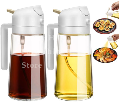 1-2 peças 2 em 1 dispensador de azeite de oliva garrafa 500ml pulverizador de óleo de plástico tanque de spray de óleo de cozinha churrasco cozimento piquenique utensílios de cozinha para casa