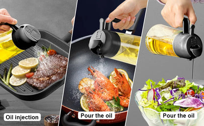 1-2 peças 2 em 1 dispensador de azeite de oliva garrafa 500ml pulverizador de óleo de plástico tanque de spray de óleo de cozinha churrasco cozimento piquenique utensílios de cozinha para casa