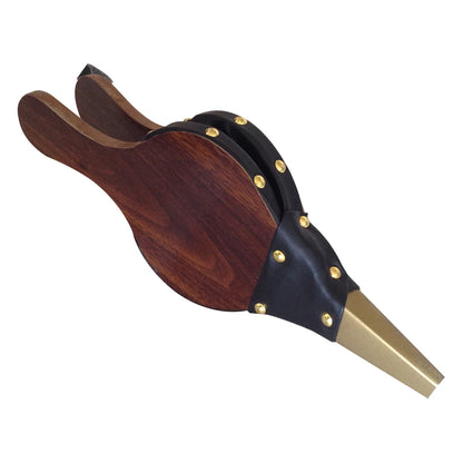 1 peça Ferramentas para churrasco Manual Estilo Madeira Artesanato Manual Soprador de Lareira Couro Tigre Airbox Suprimentos para Churrasco Soprador