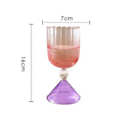 Taças de coquetel criativas em dois tons, verde, azul, âmbar, roxo, colorido, estilo ondulado, martini, mojito, champanhe, margarita, copos de taça