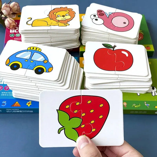 32 peças de quebra-cabeça de correspondência de cartas de iluminação, padrão de desenho animado para educação infantil, brinquedos cognitivos para meninos e meninas
