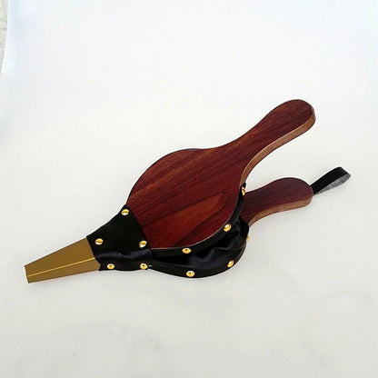 1 peça Ferramentas para churrasco Manual Estilo Madeira Artesanato Manual Soprador de Lareira Couro Tigre Airbox Suprimentos para Churrasco Soprador
