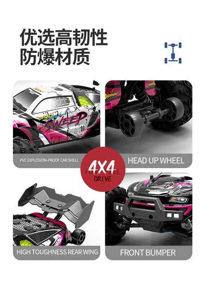 1:16 70 km/h ou 50 km/h 4WD RC Carro com controle remoto LED Carros de alta velocidade Drift Monster 4x4 Truck para crianças vs Wltoys 144001 Brinquedos