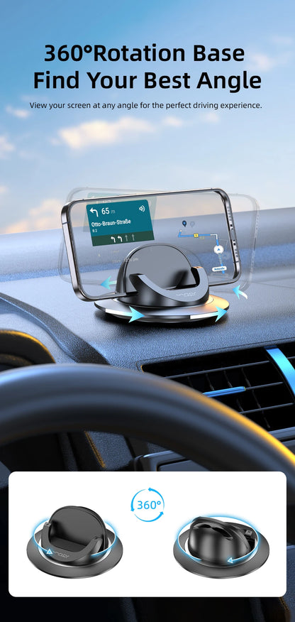 Suporte de telefone para painel de carro vyvylabs com rotação de 360°, operação universal com uma mão, suporte universal para telefone para uso no carro