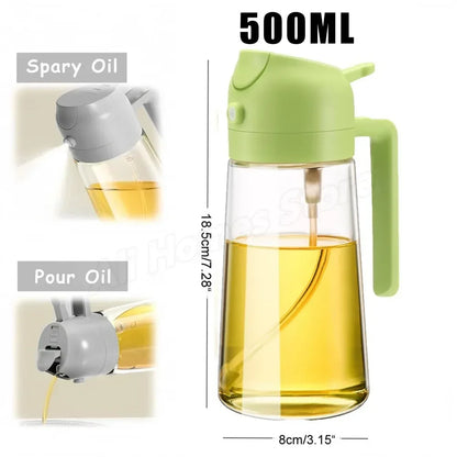 1-2 peças 2 em 1 dispensador de azeite de oliva garrafa 500ml pulverizador de óleo de plástico tanque de spray de óleo de cozinha churrasco cozimento piquenique utensílios de cozinha para casa