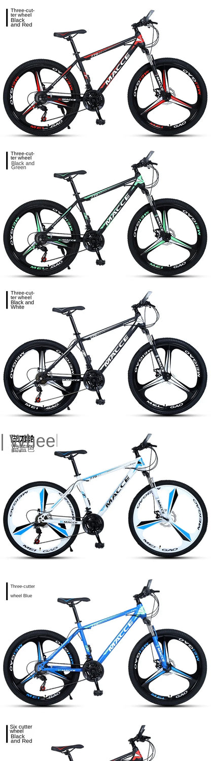 Bicicleta de montanha urbana de 26 polegadas para adultos, bicicleta off-road de 24 polegadas, freio a disco duplo, bicicleta de velocidade variável para estudantes com absorção de choque