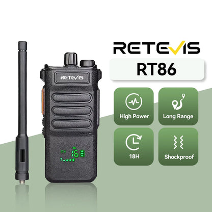 Retevis RT86 Walkie Talkie Rádio bidirecional profissional Walkie Talkie de longo alcance Rádio de comunicação UHF para negócios ao ar livre