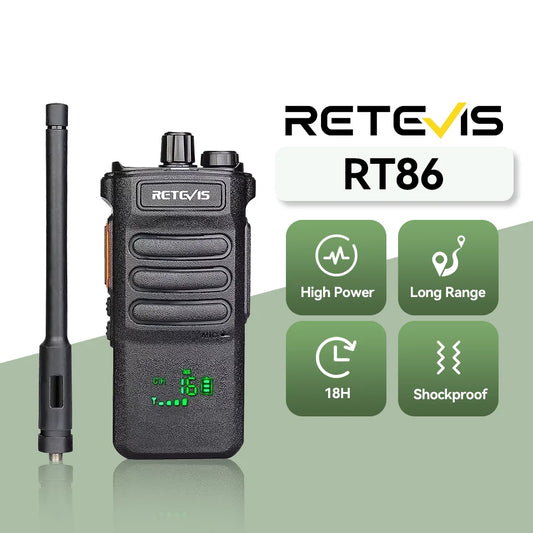 Retevis RT86 Walkie Talkie Rádio bidirecional profissional Walkie Talkie de longo alcance Rádio de comunicação UHF para negócios ao ar livre