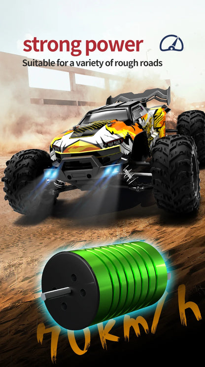 1:16 70 km/h ou 50 km/h 4WD RC Carro com controle remoto LED Carros de alta velocidade Drift Monster 4x4 Truck para crianças vs Wltoys 144001 Brinquedos