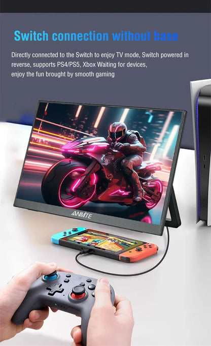 Anmite 16 polegadas 2K monitor portátil 165Hz/130Hz 1600P HDR luz azul baixa para XBox PS4 / 5 Switch telefone celular PC Loptop extensão