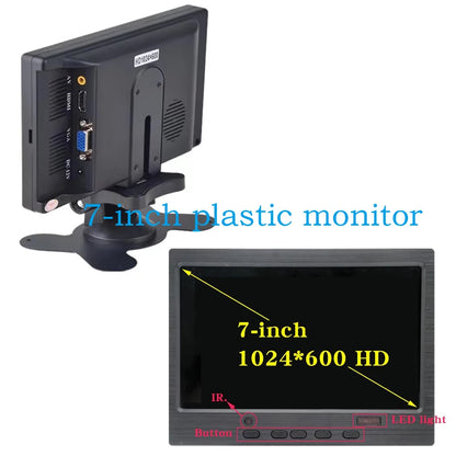 7 polegadas IPS Display Portátil HD 1024x600 Tela AV CCTV Monitor Para Raspberry Pi Compatível com HDMI VGA D-SUB Câmera de Reversão