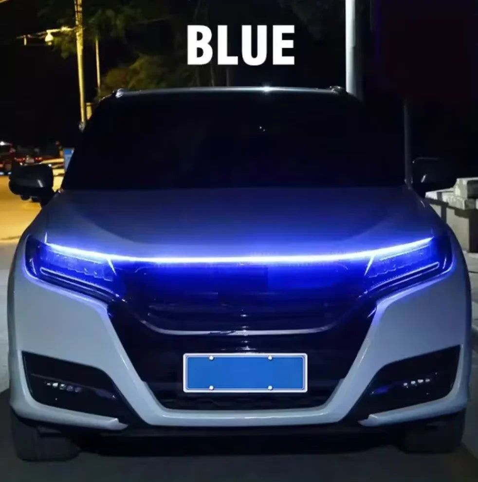 1 peça fita de LED dinâmica para capô de carro, guia universal para capô do motor, barra de luz decorativa, faróis automotivos, luz de circulação