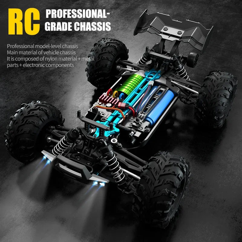 1:16 70 km/h ou 50 km/h 4WD RC Carro com controle remoto LED Carros de alta velocidade Drift Monster 4x4 Truck para crianças vs Wltoys 144001 Brinquedos