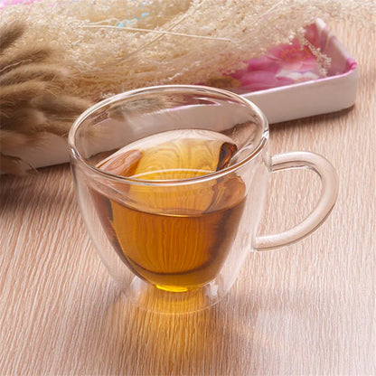 Caneca de vidro em formato de coração, copos para casal, copo de vidro duplo, copos de vinho resistentes ao calor, canecas de chá, leite, expresso, café, utensílios para bebidas