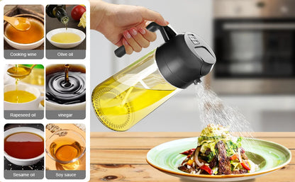 1-2 peças 2 em 1 dispensador de azeite de oliva garrafa 500ml pulverizador de óleo de plástico tanque de spray de óleo de cozinha churrasco cozimento piquenique utensílios de cozinha para casa