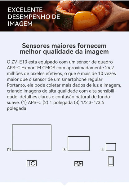 SONY Alpha ZV-E10 ZVE10 APS-C E-Mount Vlog Câmera Mirrorless Digital Com Lente 16-50mm Câmera Compacta 4K Fotografia Profissional