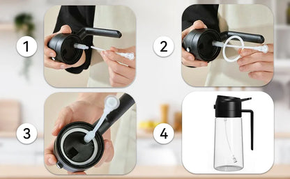 1-2 peças 2 em 1 dispensador de azeite de oliva garrafa 500ml pulverizador de óleo de plástico tanque de spray de óleo de cozinha churrasco cozimento piquenique utensílios de cozinha para casa